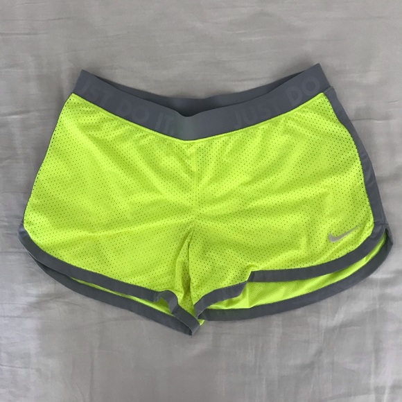 neon yellow nike shorts womens